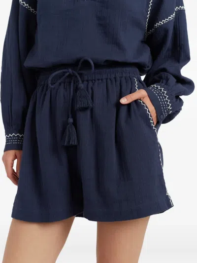 Chinti & Parker Embroidered Drawstring Shorts In Blue