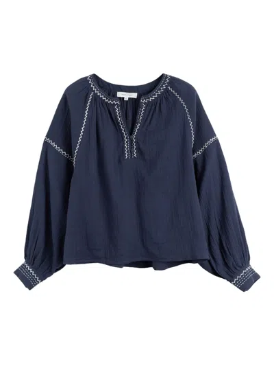 Chinti & Parker St. Tropez Embroidered-detail Blouse In Blue