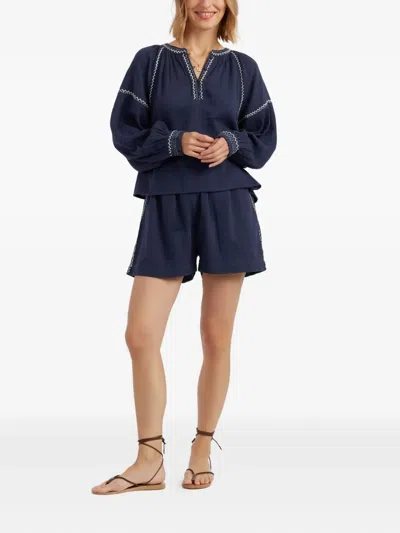 Chinti & Parker St. Tropez Embroidered-detail Blouse In Blue