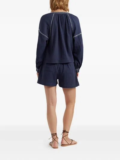 Chinti & Parker St. Tropez Embroidered-detail Blouse In Blue