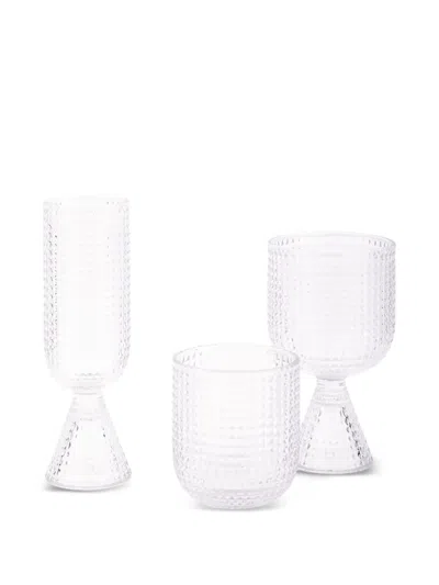 Polspotten Rooftop Textured Wine Glasses (set Of Four) In Transparent