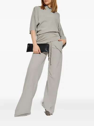 Rick Owens Draped Cowl-neck Top In Gray
