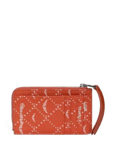 Zadig & Voltaire Monogram-print Cardholder In Orange
