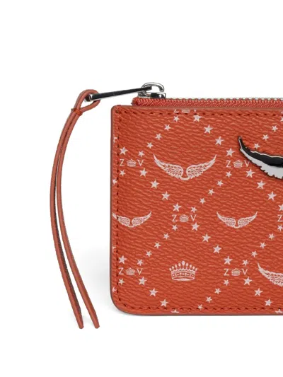 Zadig & Voltaire Monogram-print Cardholder In Orange