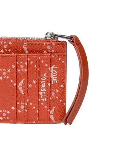 Zadig & Voltaire Monogram-print Cardholder In Orange