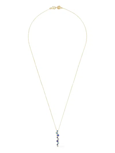 Dower & Hall 18kt Yellow Gold Cascade Sapphire And Aquamarine Necklace In Gold