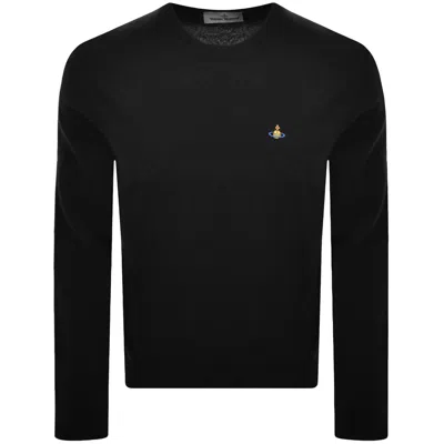 Vivienne Westwood 'alex' Black Crewneck Sweater With Orb Logo Detail On The Front