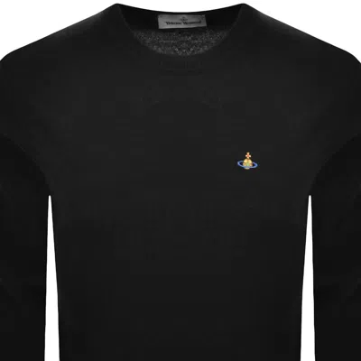 Vivienne Westwood 'alex' Black Crewneck Sweater With Orb Logo Detail On The Front