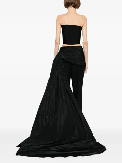 Isabel Sanchis Taffeta Draped High Waisted Flare Pants In Black