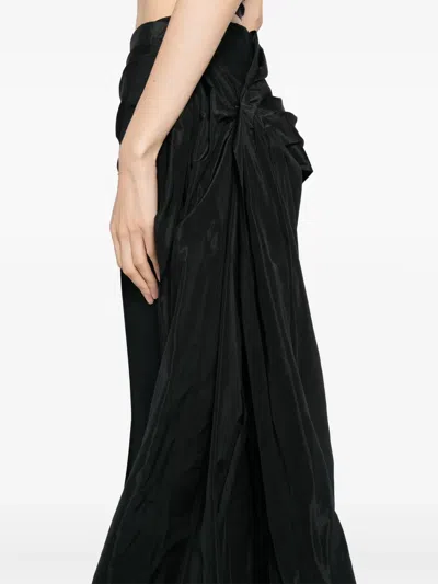 Isabel Sanchis Taffeta Draped High Waisted Flare Pants In Black