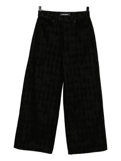 Karl Lagerfeld Wide-leg Denim Jeans In Black