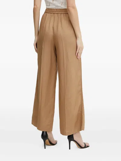 Karl Lagerfeld Drawstring Wide-leg Trousers In Brown