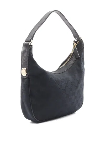 Pre-owned Gucci 2000 Gg Canvas Shoulder Bag In Black