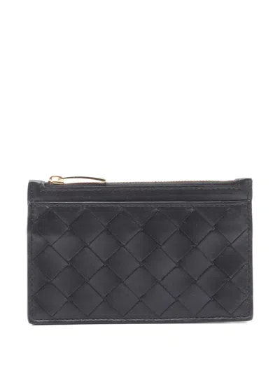 Pre-owned Bottega Veneta 2020s Intrecciato Leather Coin Purse In Black