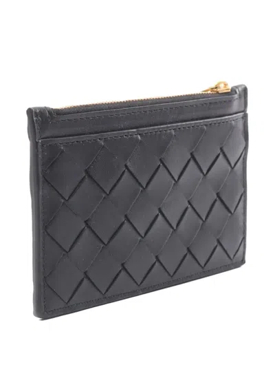Pre-owned Bottega Veneta 2020s Intrecciato Leather Coin Purse In Black