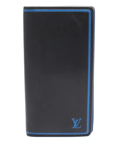 Pre-owned Louis Vuitton 2019 Taiga Portefeuille Brazza Bifold Leather Wallet In Black