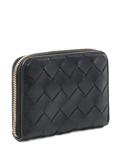 Pre-owned Bottega Veneta 2020s Intrecciato Leather Coin Purse In Black