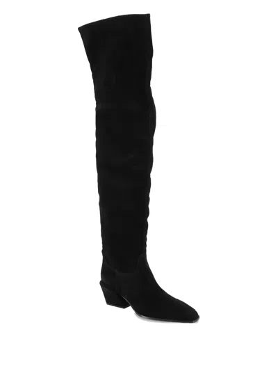 Paris Texas Suede Knee-high Boots In Black
