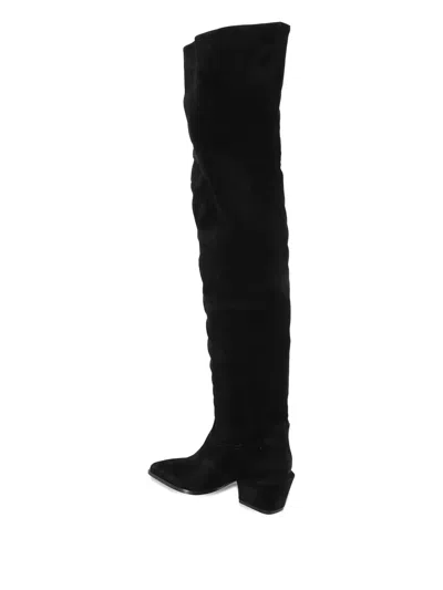 Paris Texas Suede Knee-high Boots In Black