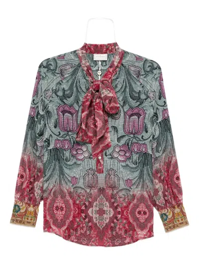 Pierre-louis Mascia Pierre Louis Mascia Printed Silk Shirt In Multi