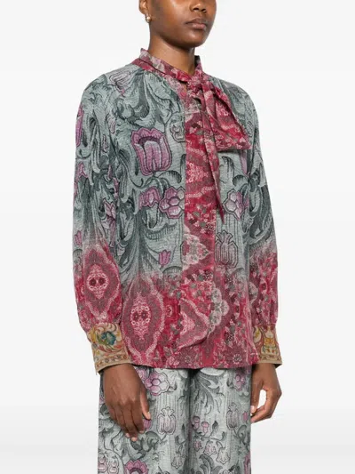 Pierre-louis Mascia Pierre Louis Mascia Printed Silk Shirt In Multi