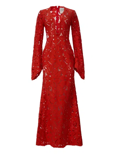Moos Studio Flame Bloom Dress In Red