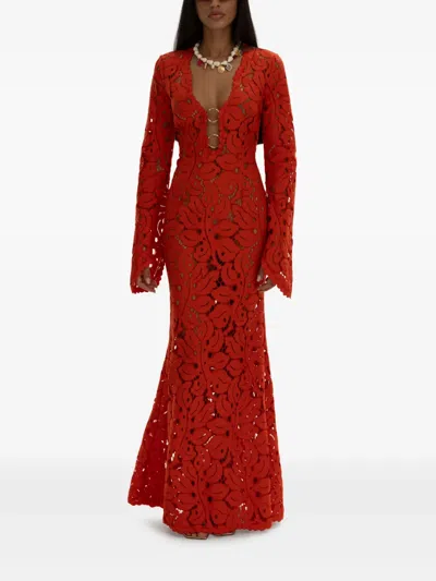 Moos Studio Flame Bloom Dress In Red