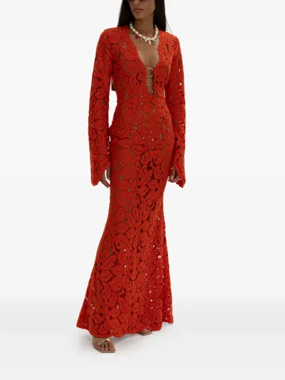 Moos Studio Flame Bloom Dress In Red