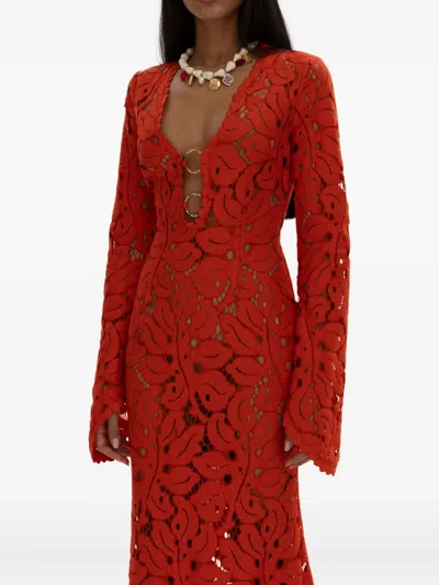 Moos Studio Flame Bloom Dress In Red