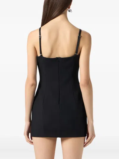 Blumarine Rose-embroidered Mini Dress In Black