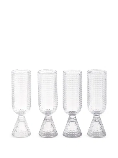 Polspotten Rooftop Textured Champagne Glasses (set Of Four) In Transparent