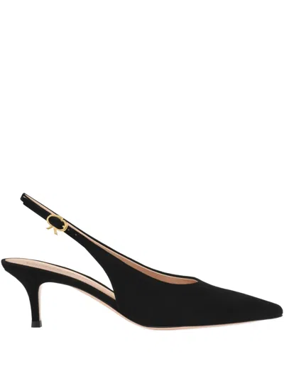 Gianvito Rossi Robbie 55 Patent Leather Slingback Pumps In Black
