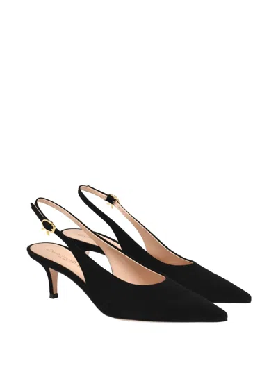 Gianvito Rossi Robbie 55 Patent Leather Slingback Pumps In Black