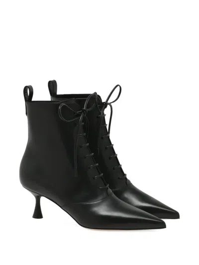 Gianvito Rossi 55mm Morganne Lace-up Ankle Boots In Black