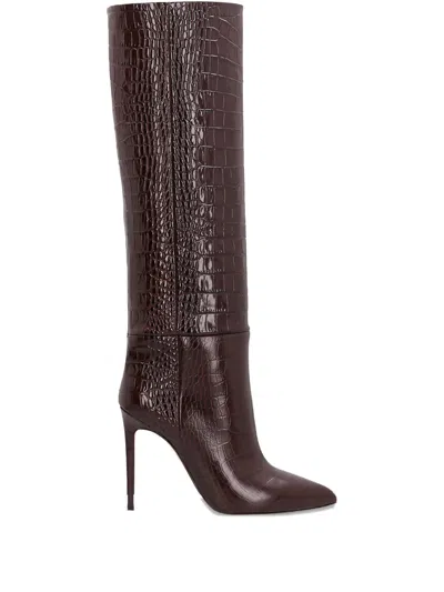 Paris Texas 85mm Crocodile-embossed Knee-high Boots In Brown