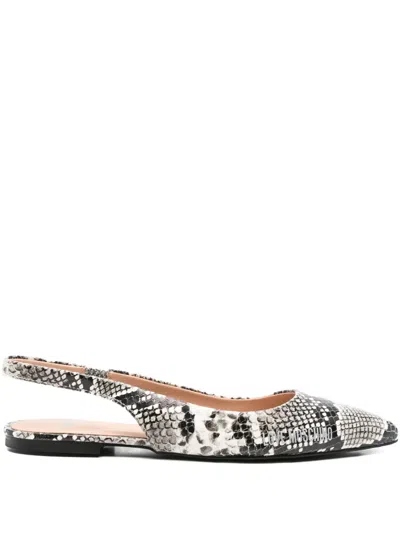 Love Moschino Slingback Snakeskin-effect Ballet Flats In Multi