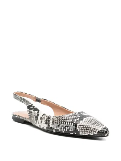 Love Moschino Slingback Snakeskin-effect Ballet Flats In Multi