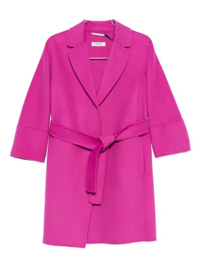 S Max Mara Arona Belted Coat In Pink