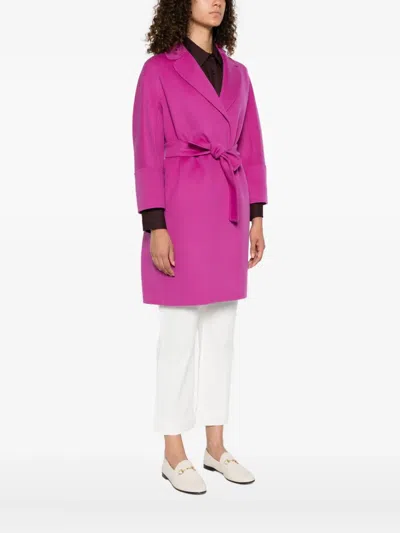 S Max Mara Arona Belted Coat In Pink