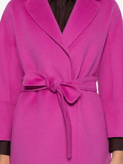 S Max Mara Arona Belted Coat In Pink