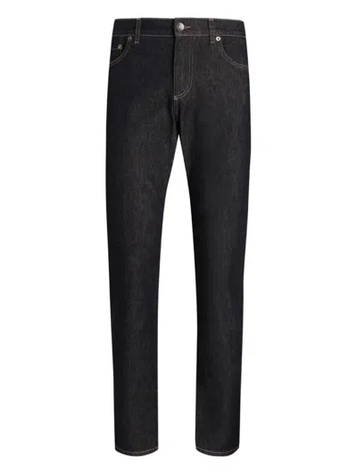 Dolce & Gabbana Trousers With Belt Loops And Contrast Stitching In Black