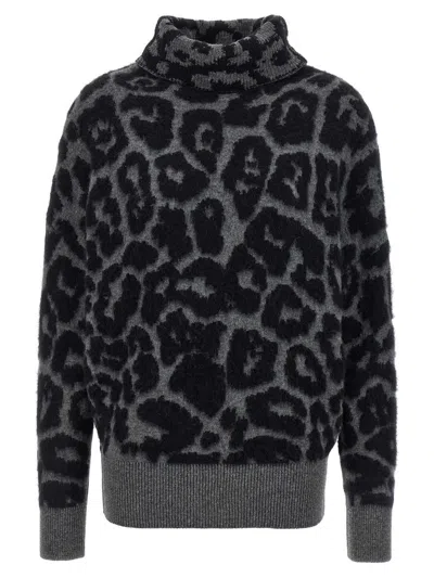 Stella Mccartney Turtle-neck Sweater Sweaters And Cardigans Gray In Animal Print