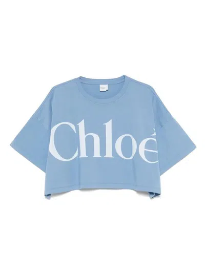 Chloé Oversize Signature Logo Crop Graphic T-shirt