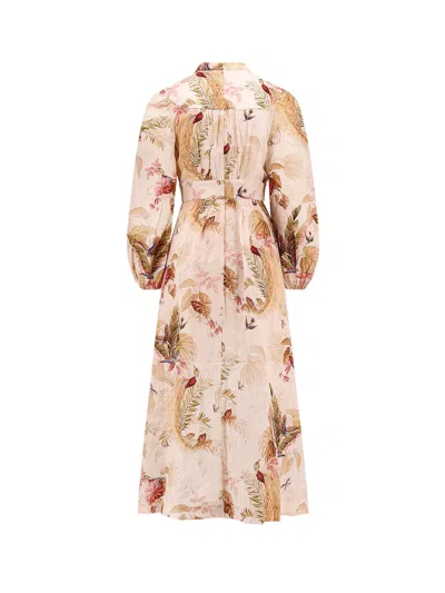 Zimmermann "ascension Plunge" Midi Dress In Multi
