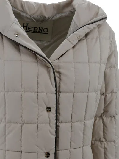 Herno Hooded Padded Jacket Long Sleeves In Neutral