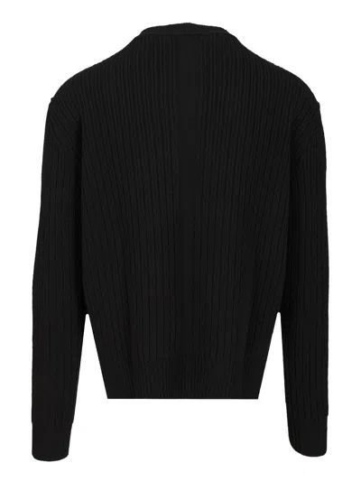 Rick Owens Men Fisherman Round Neck Virgin Wool Sweater In Black