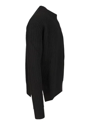 Rick Owens Men Fisherman Round Neck Virgin Wool Sweater In Black