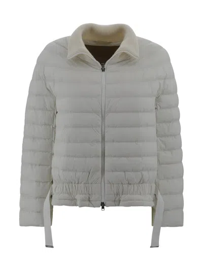 Herno Padded Ribbed Collar Down Jackets In Gray