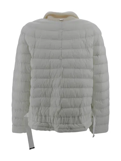 Herno Padded Ribbed Collar Down Jackets In Gray