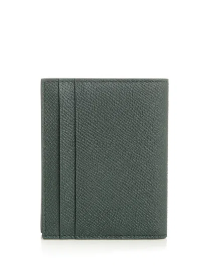 Ferragamo Micro Gancio Flap Card Holder Wallets Green In Green